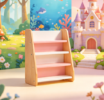 Cartoon-Style Playful Solid Wood Picture Book Shelf