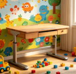 Height-Adjustable Solid Wood Children's Study Desk